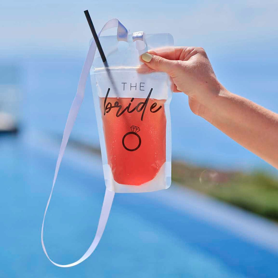 The Bride Hen Party Drink Pouch With Straw & Lanyard - Bride to be Cup - Future Bride Cup - Bride to be Gift - Gift for the Bride -Hen Party - Jolie Fete UK