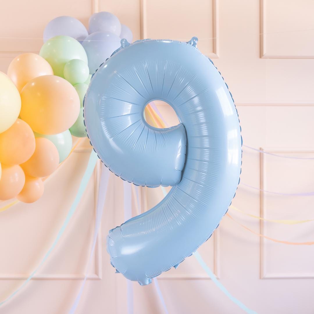Light Blue Number 9 Balloon - Large Baby Blue Foil 9 balloon - Birthday Balloon - Party Decorations - 72cm Balloon - 30" Balloon - Jolie Fete UK