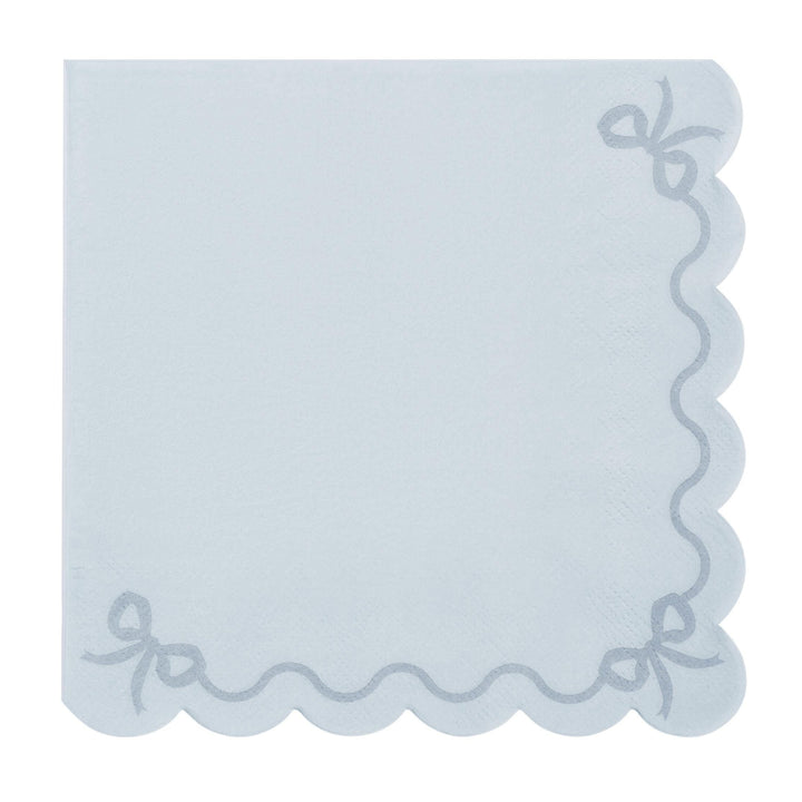 Pastel Blue Napkins - Baby Blue Party Paper Napkins - Light Blue Birthday Party Tableware - Scallop Edge Design - Pack Of 12 - Jolie Fete UK