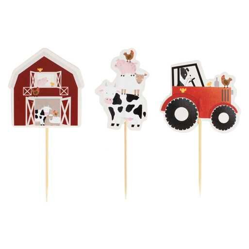 Farm Animal Cupcake Toppers - Farm Cake Topper - Farm Party Supplies - Farm Theme Birthday - Farm Baby Shower Cupcake Toppers - Pack Of 12