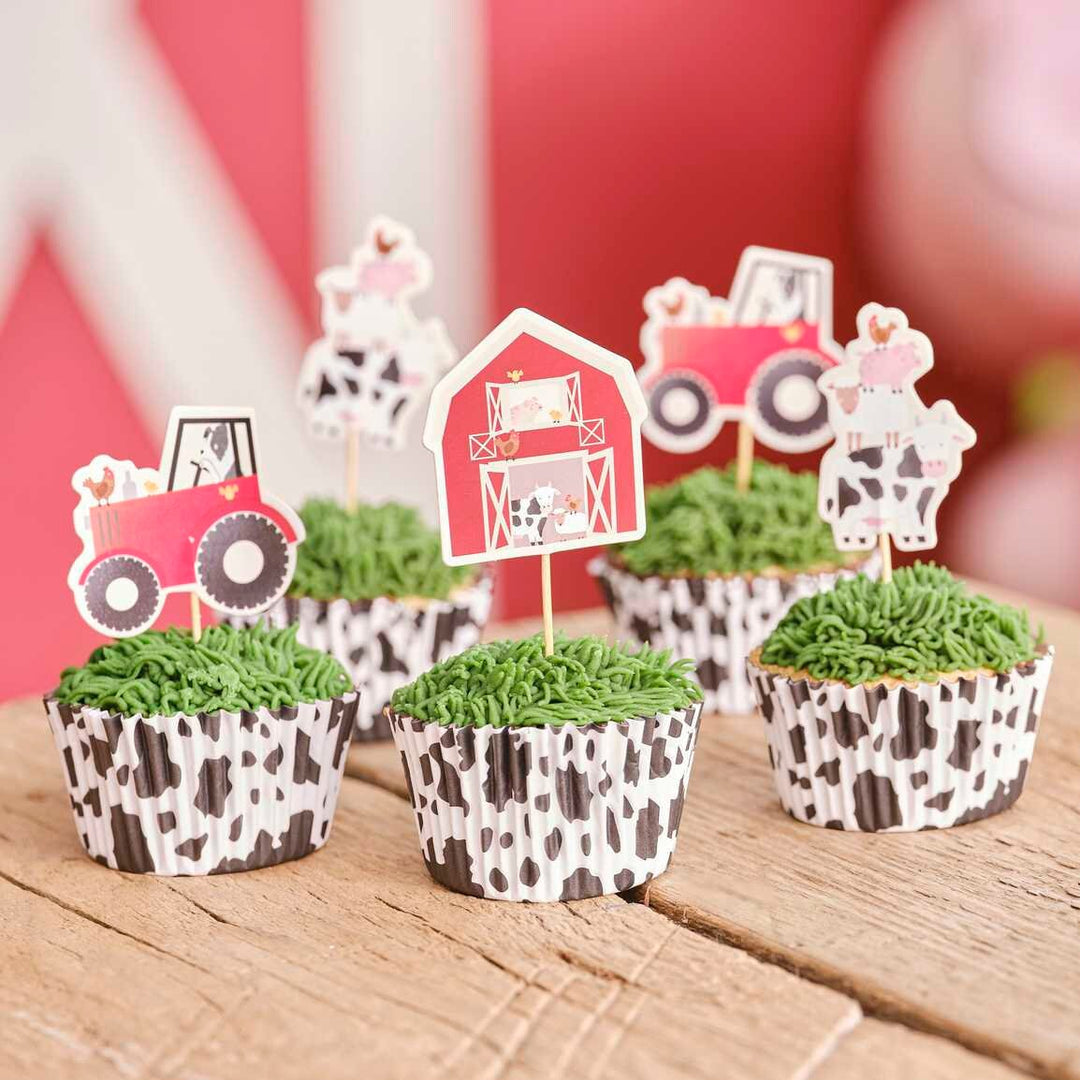 Farm Animal Cupcake Toppers - Farm Cake Topper - Farm Party Supplies - Farm Theme Birthday - Farm Baby Shower Cupcake Toppers - Pack Of 12