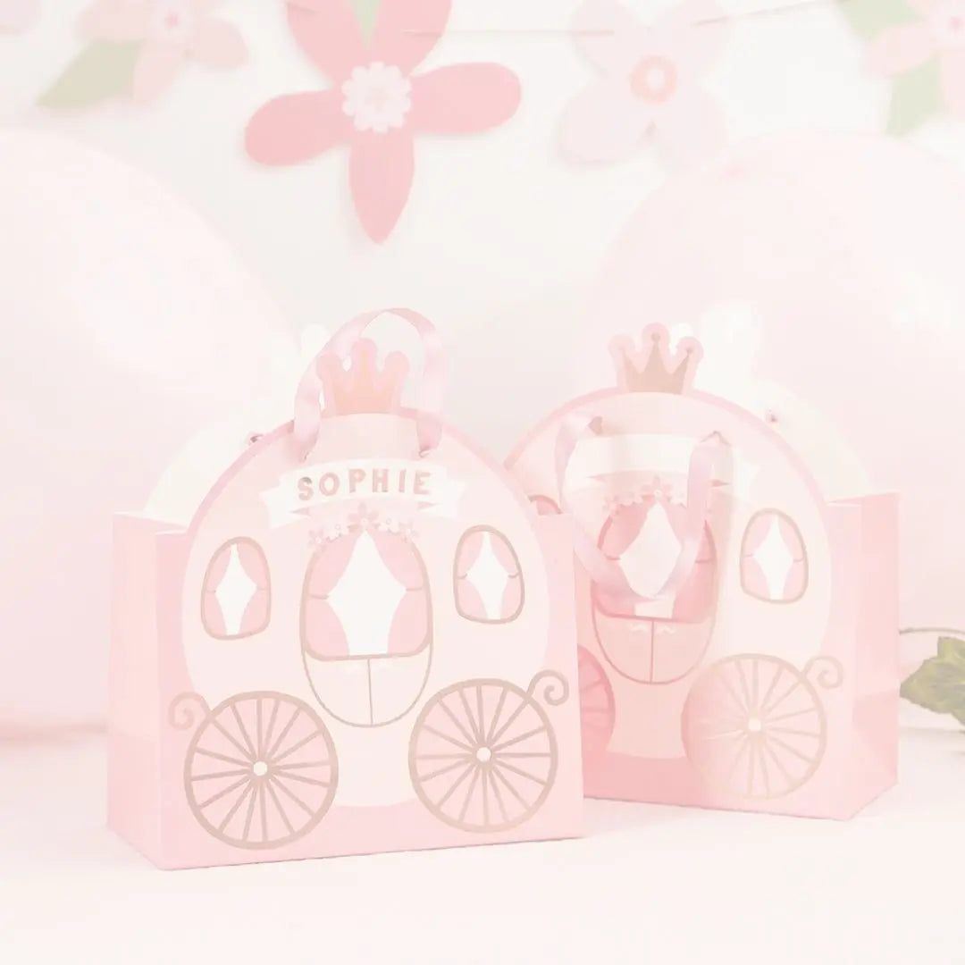 Princess party bags - Customisable pink carriage party bags