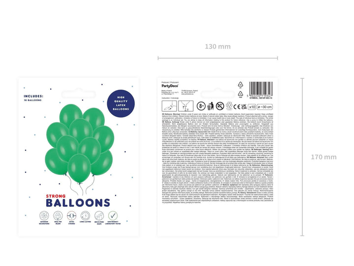 10 x Emerald Green 12" Strong Round Latex Balloons - Green Matt Finish - Dinosaur Birthday Party Balloons - Football Pitch Balloons - Jolie Fete UK