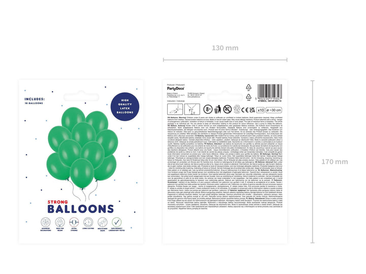 10 x Green 12" Strong Round Latex Balloons - Pastel Green Matt Finish - Dinosaur Birthday Party Balloons - Football Pitch Balloons - Jolie Fete UK
