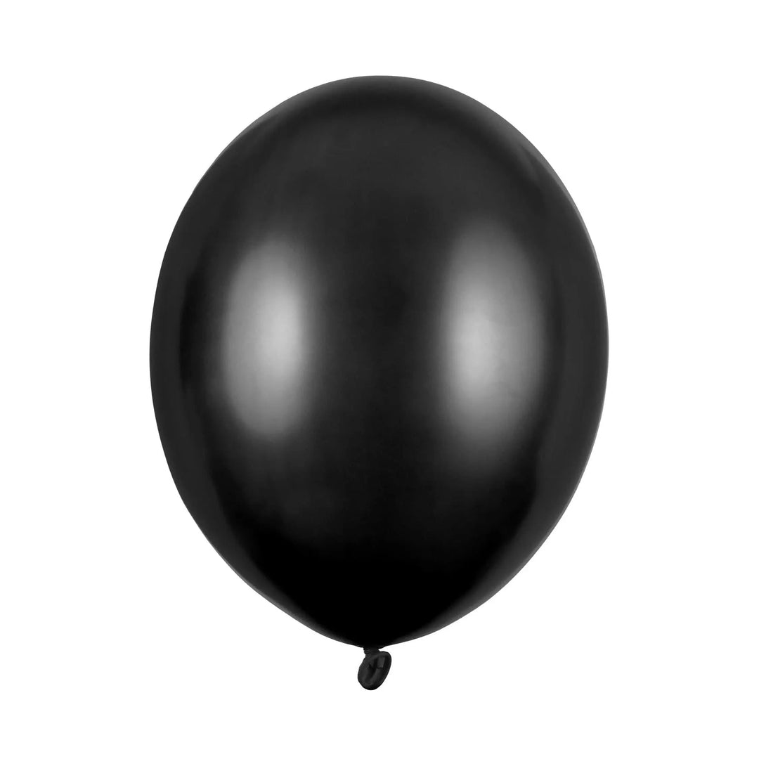 10 x Metallic Black 12" Strong Round Latex Balloons - Black Colour - Shiny Finish - Birthday Party Balloons - Halloween Decorations - Jolie Fete UK