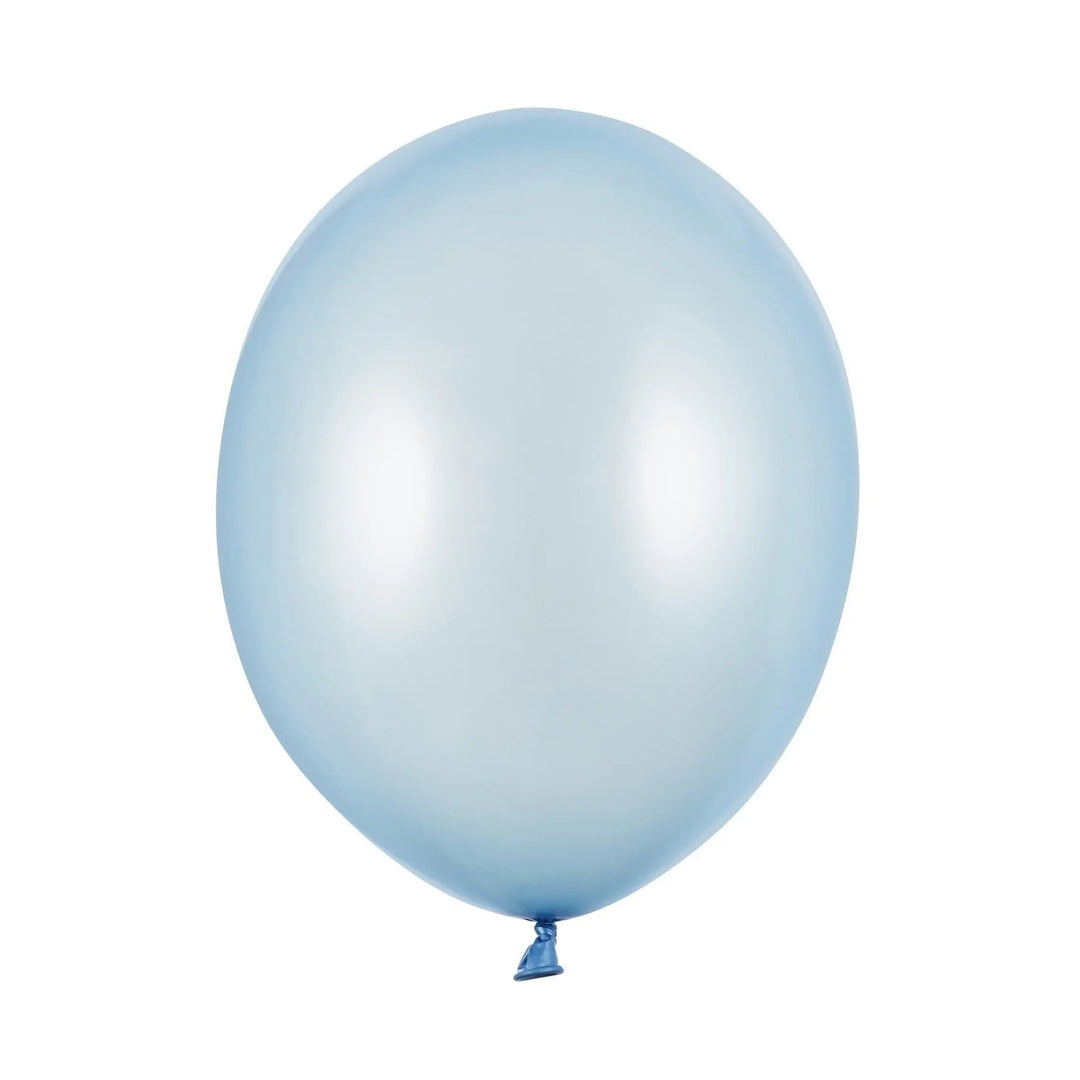 10 x Metallic Light Blue 12" Strong Round Latex Balloons - Baby Blue Colour - Shiny Finish - Birthday Party Balloons-Baby Shower Decorations - Jolie Fete UK