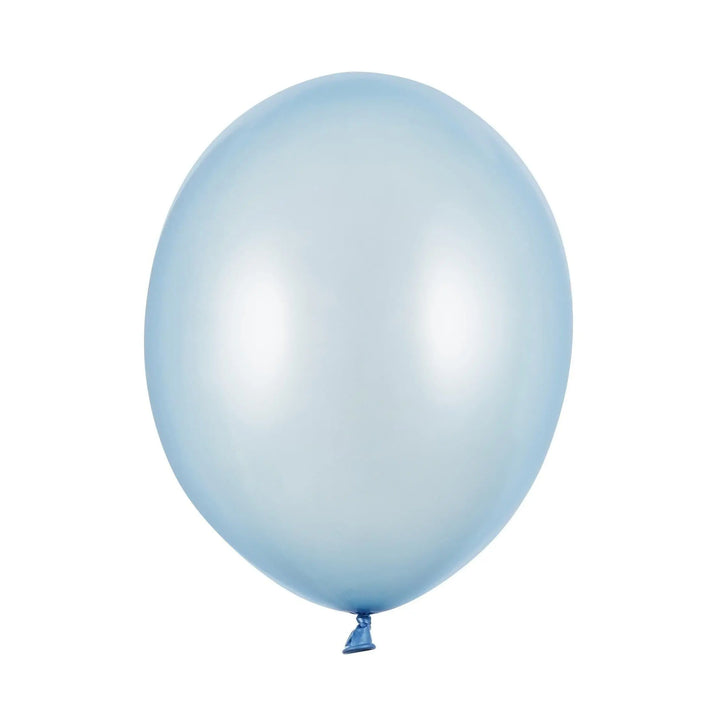 10 x Metallic Light Blue 12" Strong Round Latex Balloons - Baby Blue Colour - Shiny Finish - Birthday Party Balloons-Baby Shower Decorations - Jolie Fete UK