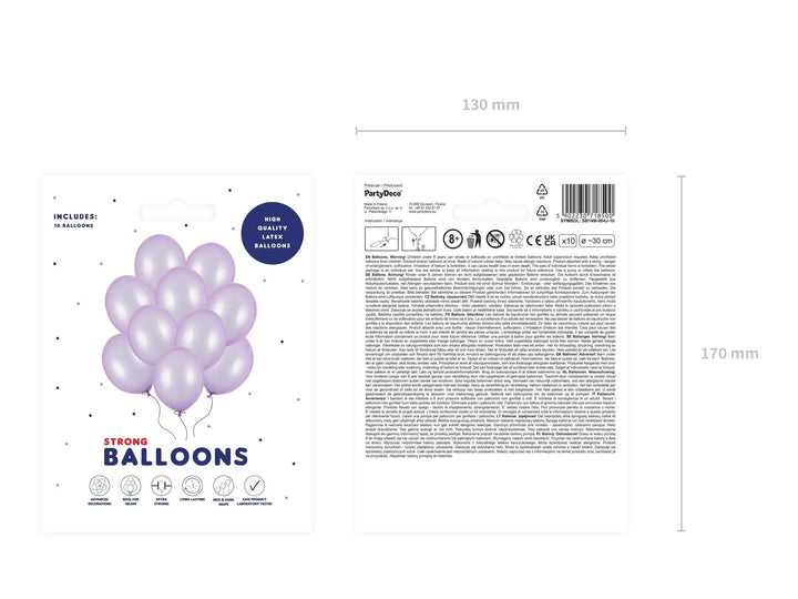 10 x Metallic Lilac 12" Strong Round Latex Balloons - Wisteria Colour - Shiny Finish -Birthday Party Balloons - Tea Party Decorations - Jolie Fete UK
