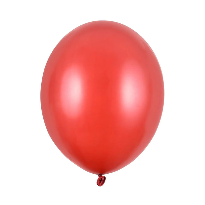 10 x Metallic Red 12" Strong Round Latex Balloons - Poppy Red Colour - Shiny Finish - Birthday Party Balloons - Valentine's Decorations - Jolie Fete UK