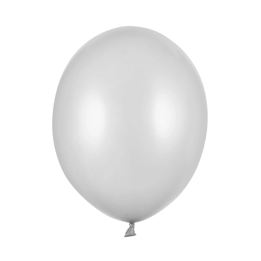 10 x Metallic Silver 12" Strong Round Latex Balloons - Light Silver Colour - Shiny Finish - Birthday Party Balloons -Baby Shower Decorations - Jolie Fete UK