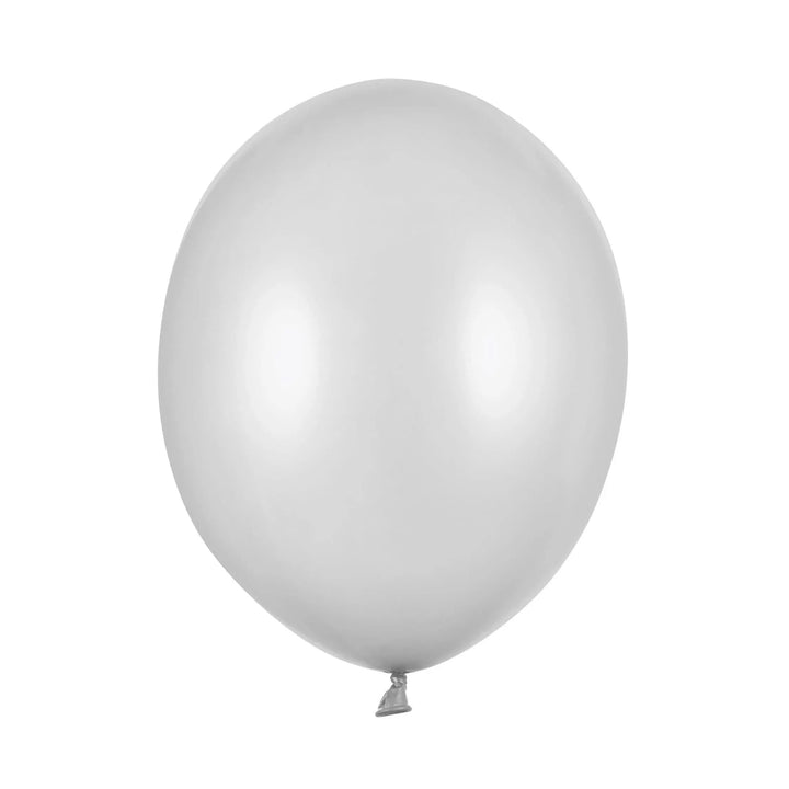 10 x Metallic Silver 12" Strong Round Latex Balloons - Light Silver Colour - Shiny Finish - Birthday Party Balloons -Baby Shower Decorations - Jolie Fete UK
