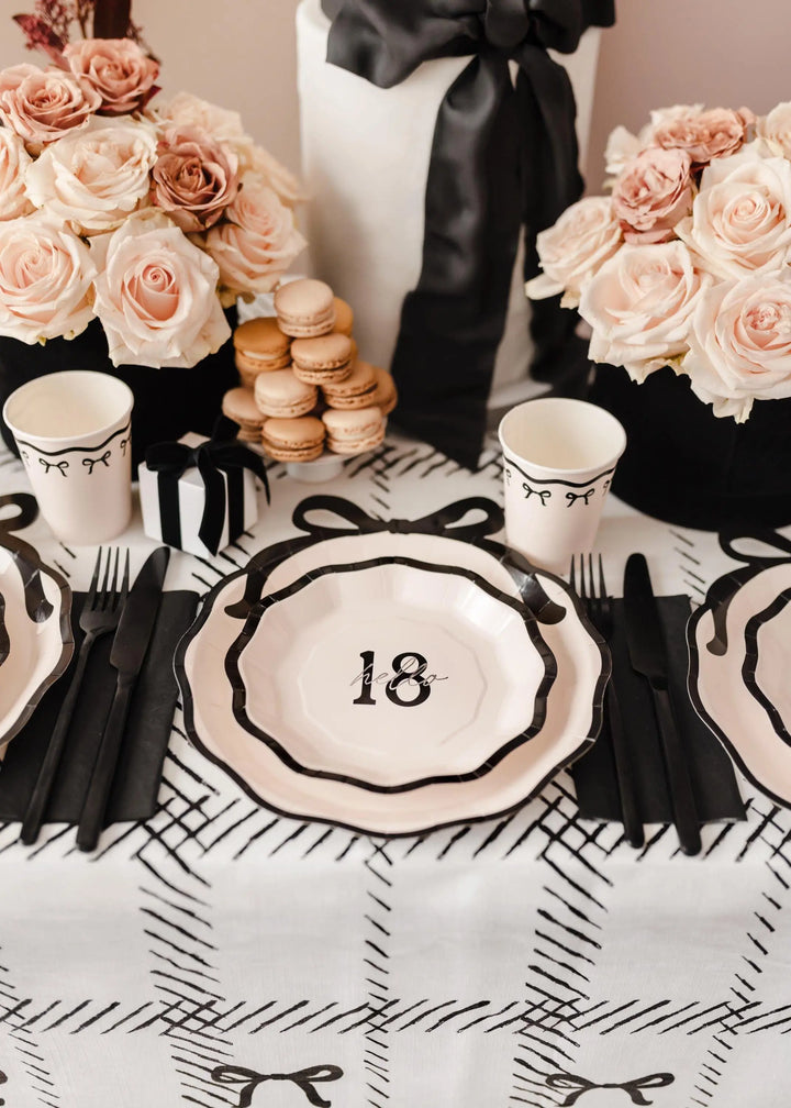18th Birthday Paper Plates - Hello 18 Milestone Birthday-Cream & Black Party Paper Plates-Modern Party Tableware for 18th Birthday-Pack Of 6 - Jolie Fete UK