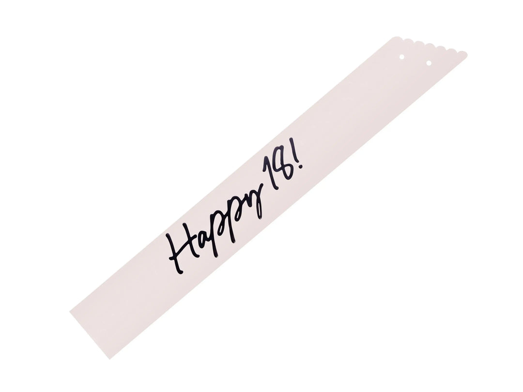 18th Birthday Sash With Velvet Ribbon – Paper Happy 18! Milestone Sash - Black Script - Black and Cream Birthday Accessory for 18th Birthday - Jolie Fete UK