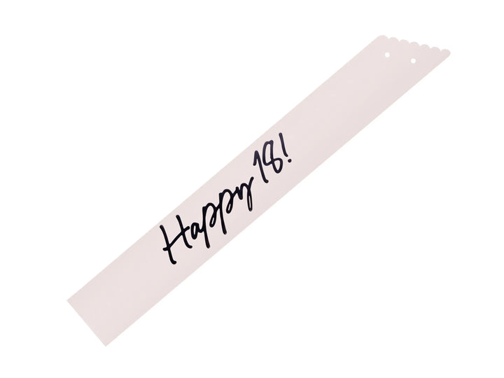 18th Birthday Sash With Velvet Ribbon – Paper Happy 18! Milestone Sash - Black Script - Black and Cream Birthday Accessory for 18th Birthday - Jolie Fete UK