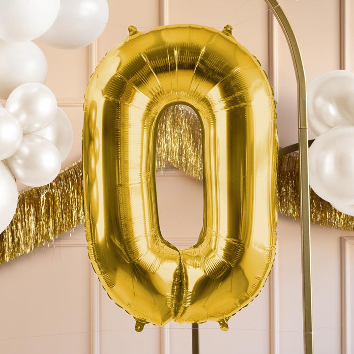Gold Number 0 Balloon - Large Gold Foil 0 balloon - Birthday Balloon - Party Decorations - 72cm Balloon - 30" Balloon - Jolie Fete UK