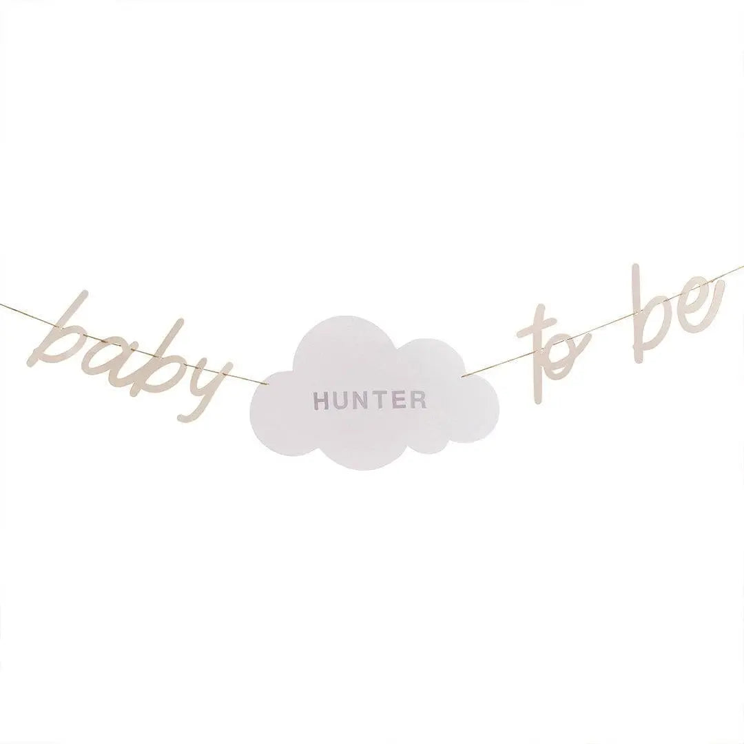 Baby To Be Customisable Banner - Baby Shower Bunting - DIY Neutral Beige and Cream Decor - Cloud Banner - A Little Dream Collection - 2m - Jolie Fete UK