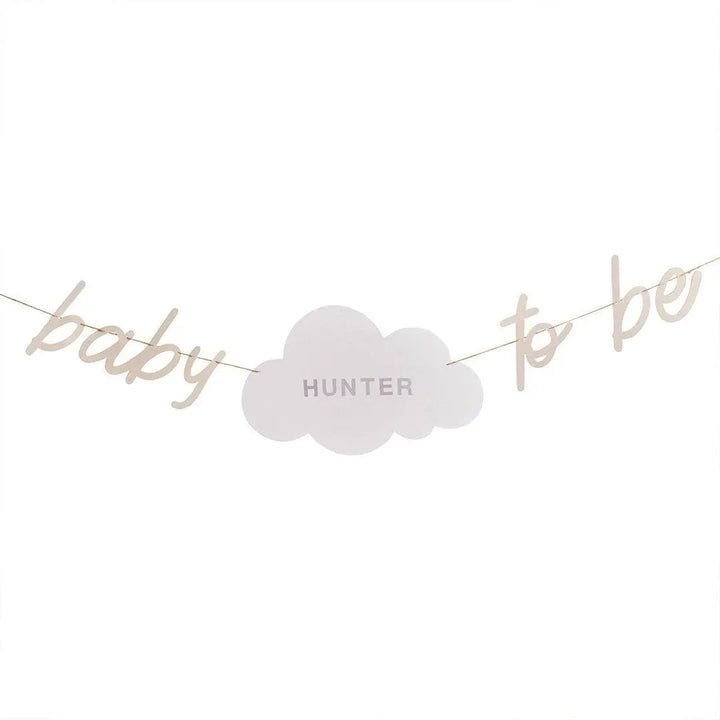 Baby To Be Customisable Banner - Baby Shower Bunting - DIY Neutral Beige and Cream Decor - Cloud Banner - A Little Dream Collection - 2m - Jolie Fete UK