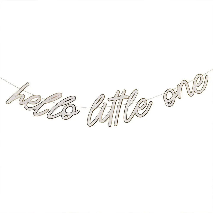 Hello Little One Banner - Neutral Baby Shower Decorations - Cream and Gold Foil Bunting - Gender Neutral Decor -A Little Dream Collection-2m - Jolie Fete UK