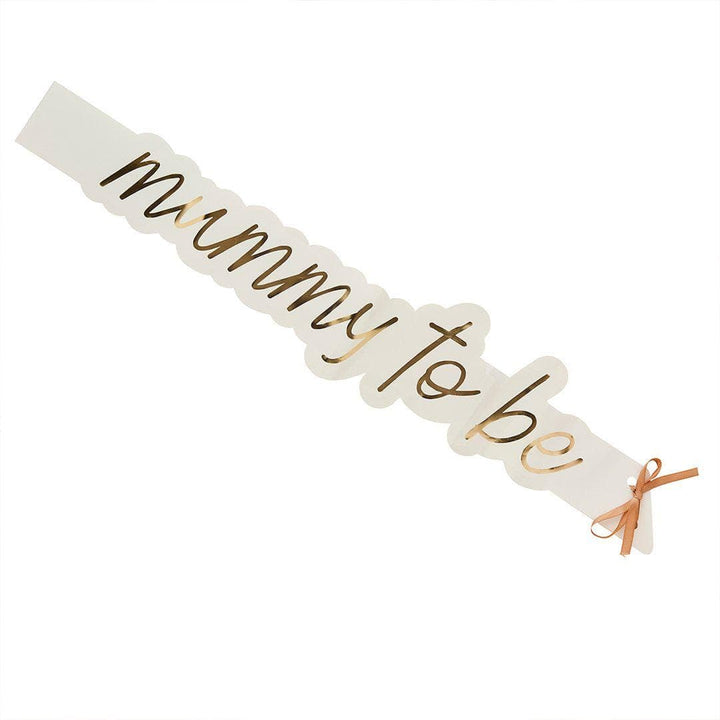 Mummy To Be Sash - Neutral Baby Shower Sash - Beige and Cream Gold Foil - Gender Neutral Baby Shower Decorations - A Little Dream - Jolie Fete UK