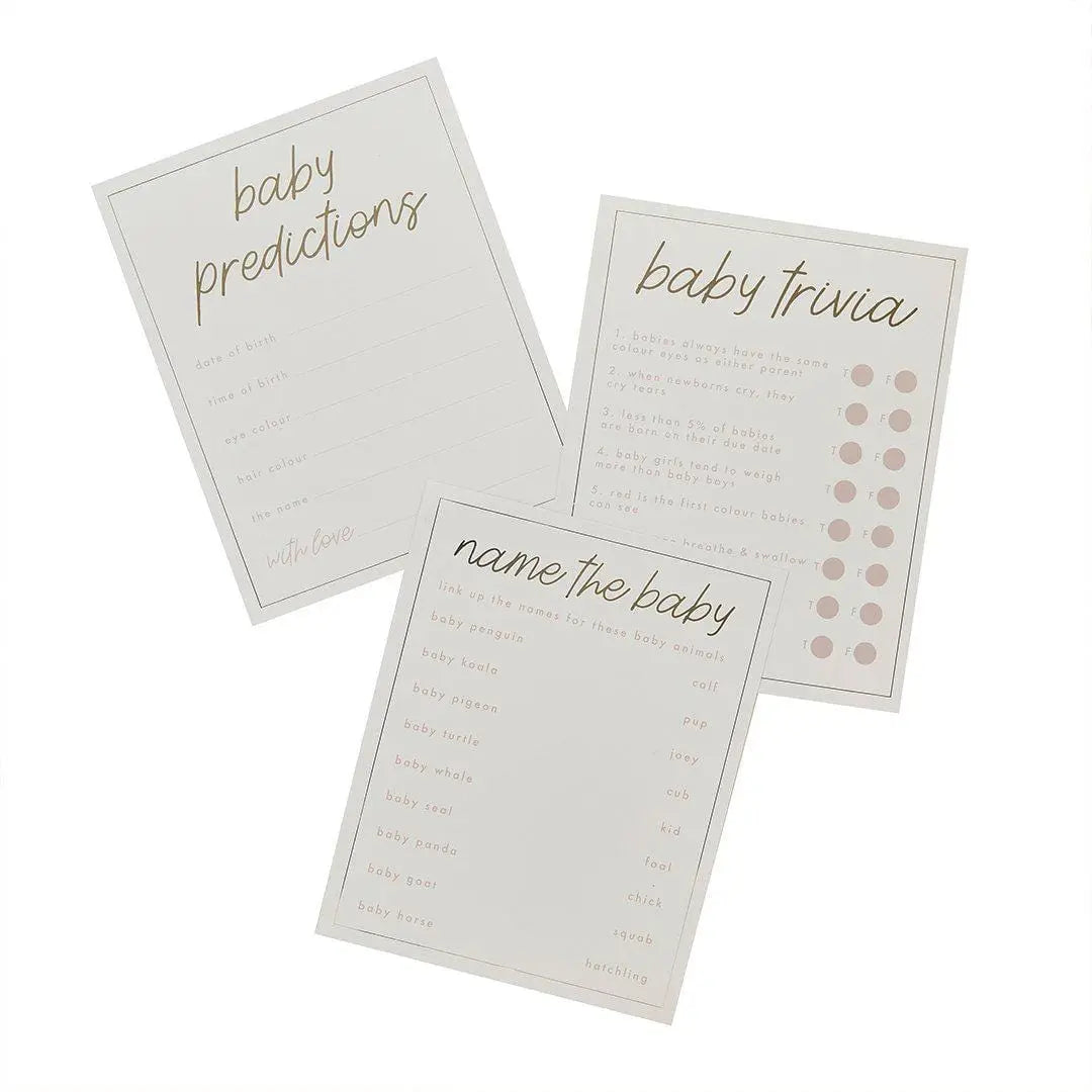 Baby Prediction Cards - Baby Shower Games - Little Dream Neutral Baby Trivia Game - - Beige and Cream - Gender Neutral Decor - Pack of 18 - Jolie Fete UK