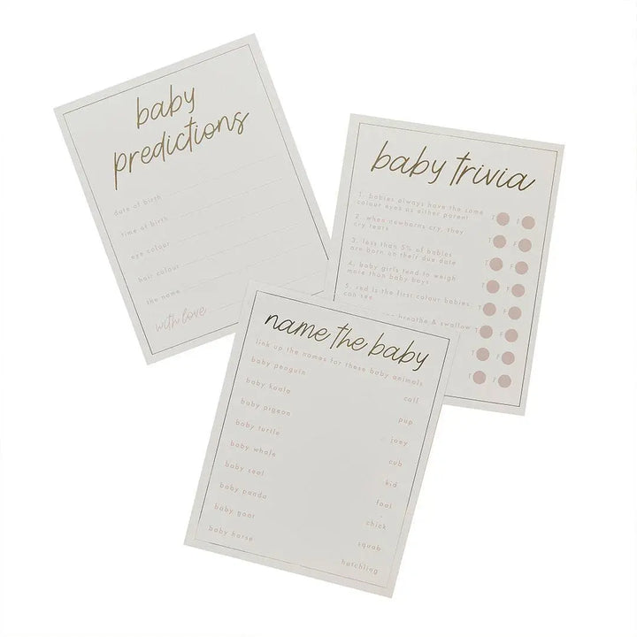 Baby Prediction Cards - Baby Shower Games - Little Dream Neutral Baby Trivia Game - - Beige and Cream - Gender Neutral Decor - Pack of 18 - Jolie Fete UK