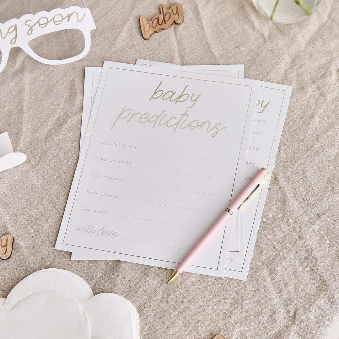 Baby Prediction Cards - Baby Shower Games - Little Dream Neutral Baby Trivia Game - - Beige and Cream - Gender Neutral Decor - Pack of 18 - Jolie Fete UK