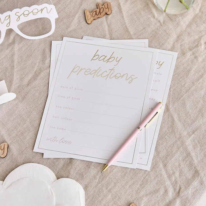 Baby Prediction Cards - Baby Shower Games - Little Dream Neutral Baby Trivia Game - - Beige and Cream - Gender Neutral Decor - Pack of 18 - Jolie Fete UK