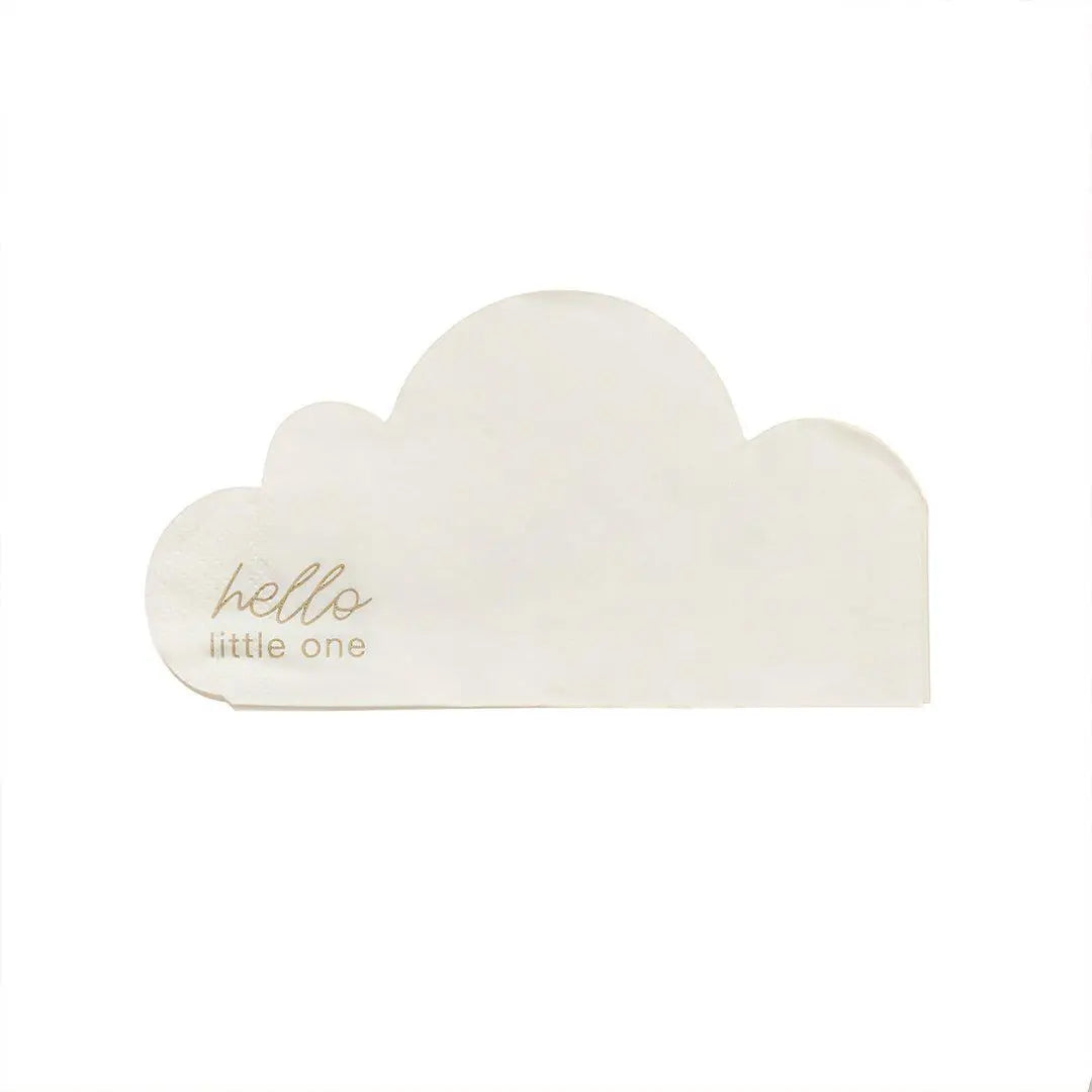 Baby Shower Napkins - Cloud Shaped Paper Napkins - Hello Little One Neutral Baby Shower Tableware - Beige and Cream - Pack of 16 - Jolie Fete UK