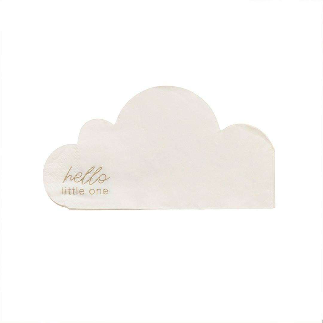Baby Shower Napkins - Cloud Shaped Paper Napkins - Hello Little One Neutral Baby Shower Tableware - Beige and Cream - Pack of 16 - Jolie Fete UK