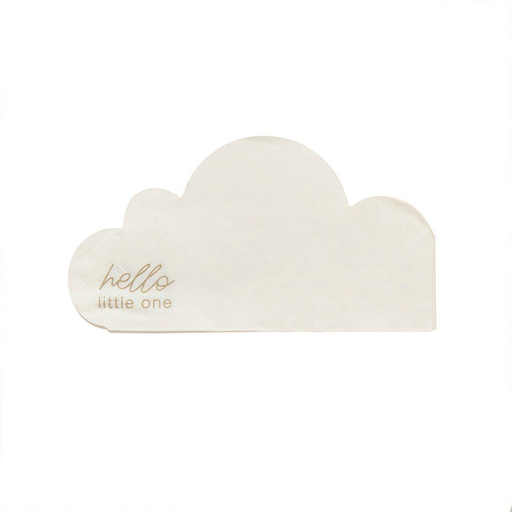 Baby Shower Napkins - Cloud Shaped Paper Napkins - Hello Little One Neutral Baby Shower Tableware - Beige and Cream - Pack of 16 - Jolie Fete UK
