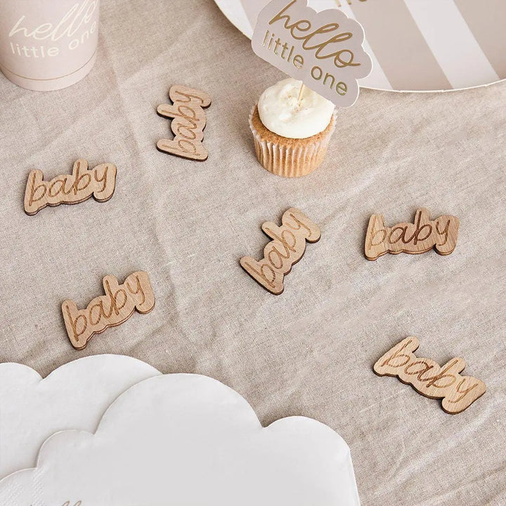 Wooden Baby Table Scatter - Neutral Baby Shower Confetti - Wooden Table Decorations - Boho Baby Shower Decor - Natural Wood -A Little Dream - Jolie Fete UK