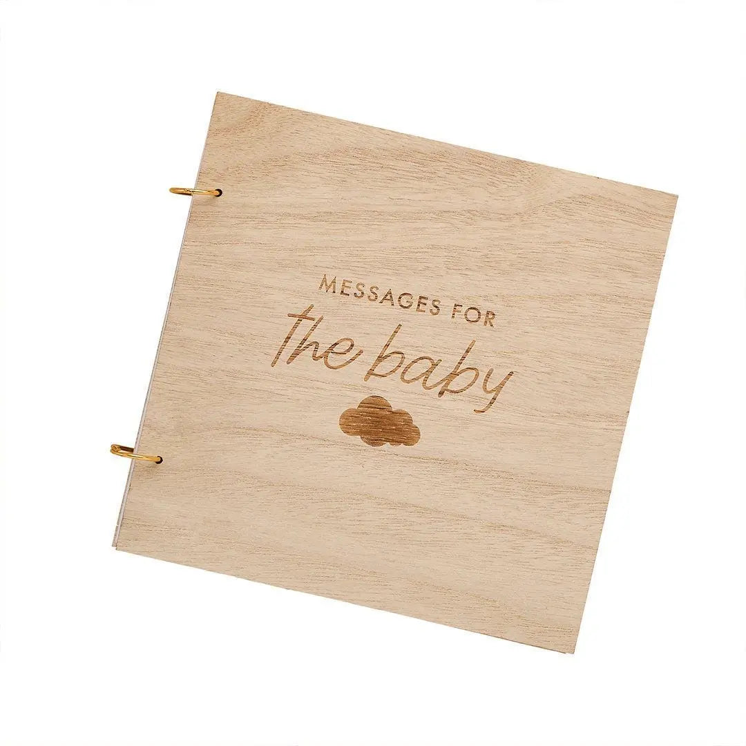 Baby Shower Guest Book - Wooden Messages for the Baby Book - Neutral Keepsake Book - Natural Wood Colour - Gender Neutral Decor - Jolie Fete UK