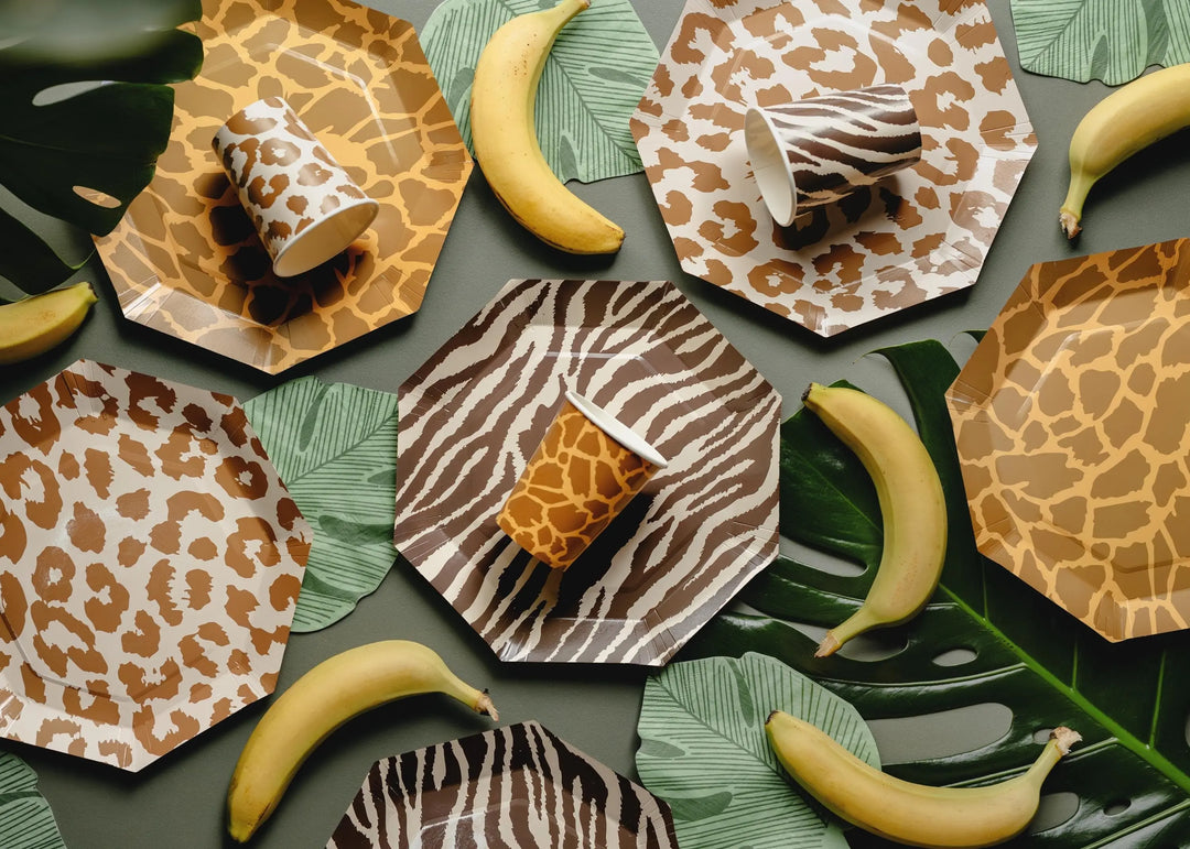 Animal Print Cups - Safari Birthday Tableware - Jungle Patterned Paper Cups - Wild One Party - Kids Birthday Party Supplies - Pack of 6 - Jolie Fete UK