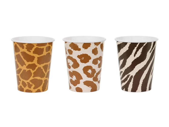 Animal Print Cups - Safari Birthday Tableware - Jungle Patterned Paper Cups - Wild One Party - Kids Birthday Party Supplies - Pack of 6 - Jolie Fete UK