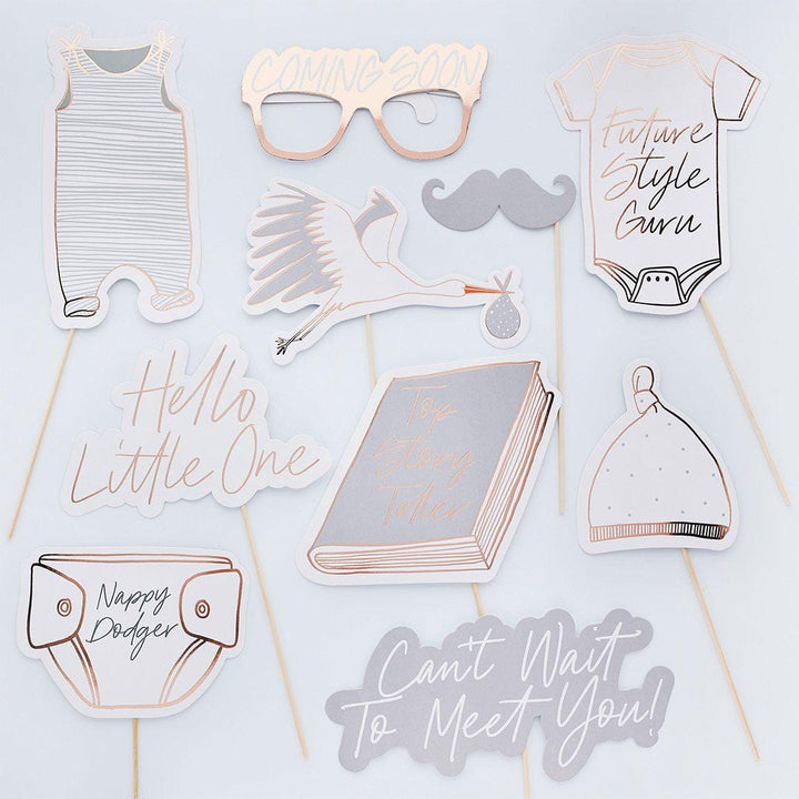 Baby Milestone Cards - Rose Gold First Year Photo Props - Gender Neutral Baby Growth Cards - Newborn Gift Set - Hello Little One -Pack of 22 - Jolie Fete UK