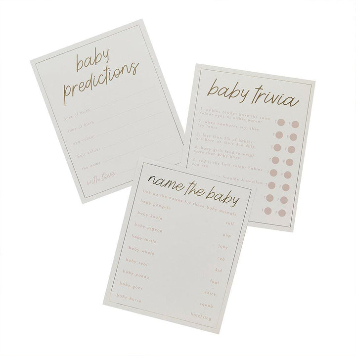 Baby Prediction Cards - Baby Shower Games - Little Dream Neutral Baby Trivia Game - - Beige and Cream - Gender Neutral Decor - Pack of 18 - Jolie Fete UK