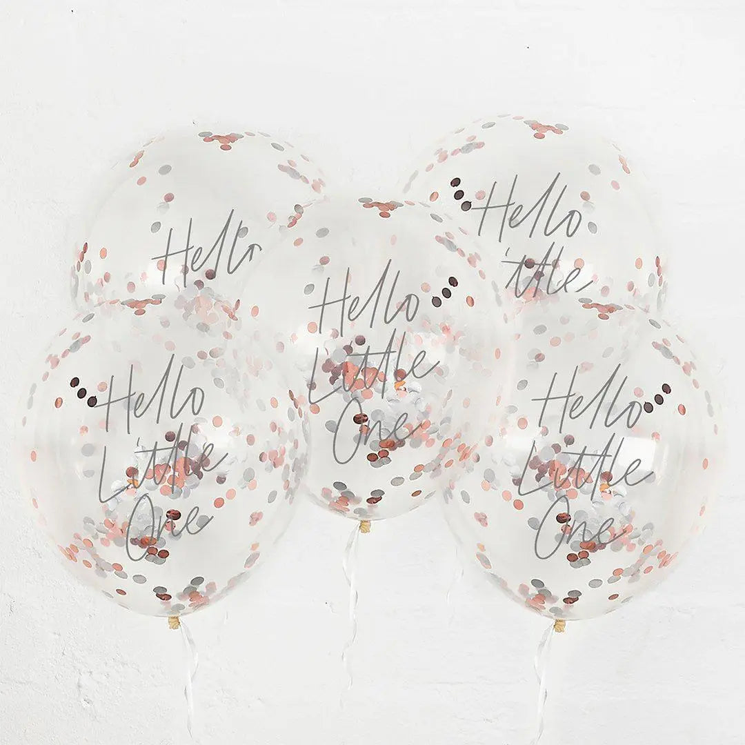 Baby Shower Photo Props - Hello Little One - Rose Gold Photo Booth Props - Gender Neutral Party Accessories - New Baby Keepsake - Pack Of 10 - Jolie Fete UK