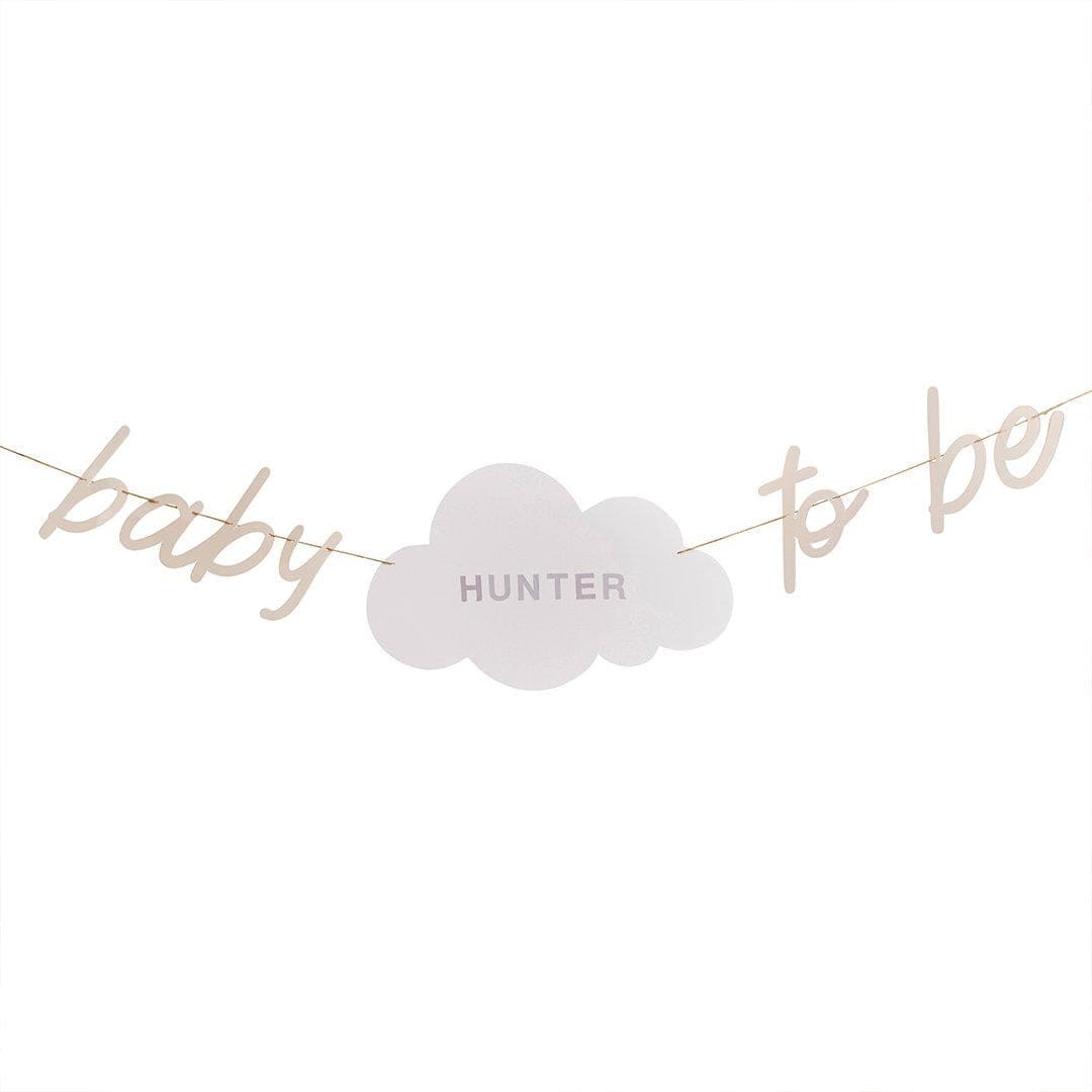 Baby To Be Customisable Banner - Baby Shower Bunting - DIY Neutral Beige and Cream Decor - Cloud Banner - A Little Dream Collection - 2m - Jolie Fete UK