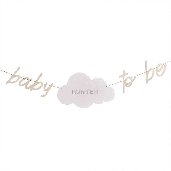Baby To Be Customisable Banner - Baby Shower Bunting - DIY Neutral Beige and Cream Decor - Cloud Banner - A Little Dream Collection - 2m - Jolie Fete UK