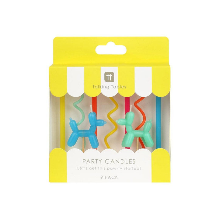 Balloon Dog Birthday Candles - Fun 3D Puppy Cake Toppers - Colourful Animal Birthday Decor - Modern Kids Party Supplies - Pack Of 9 - Jolie Fete UK