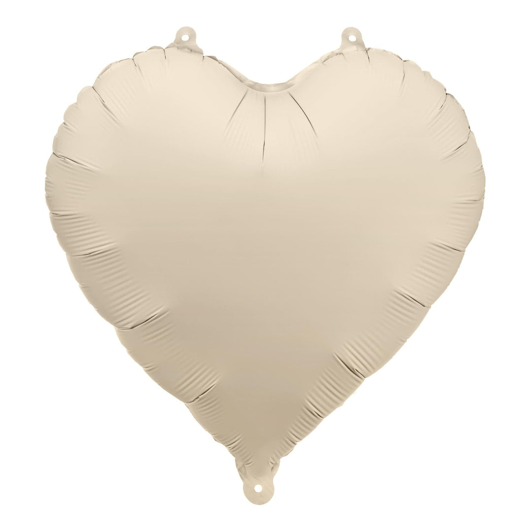 Beige Heart Foil Balloon 45cm - Cream Mylar Heart Balloon - Romantic Decor - Baby Shower - Birthday Balloons - Anniversary Party Supplies - Jolie Fete UK