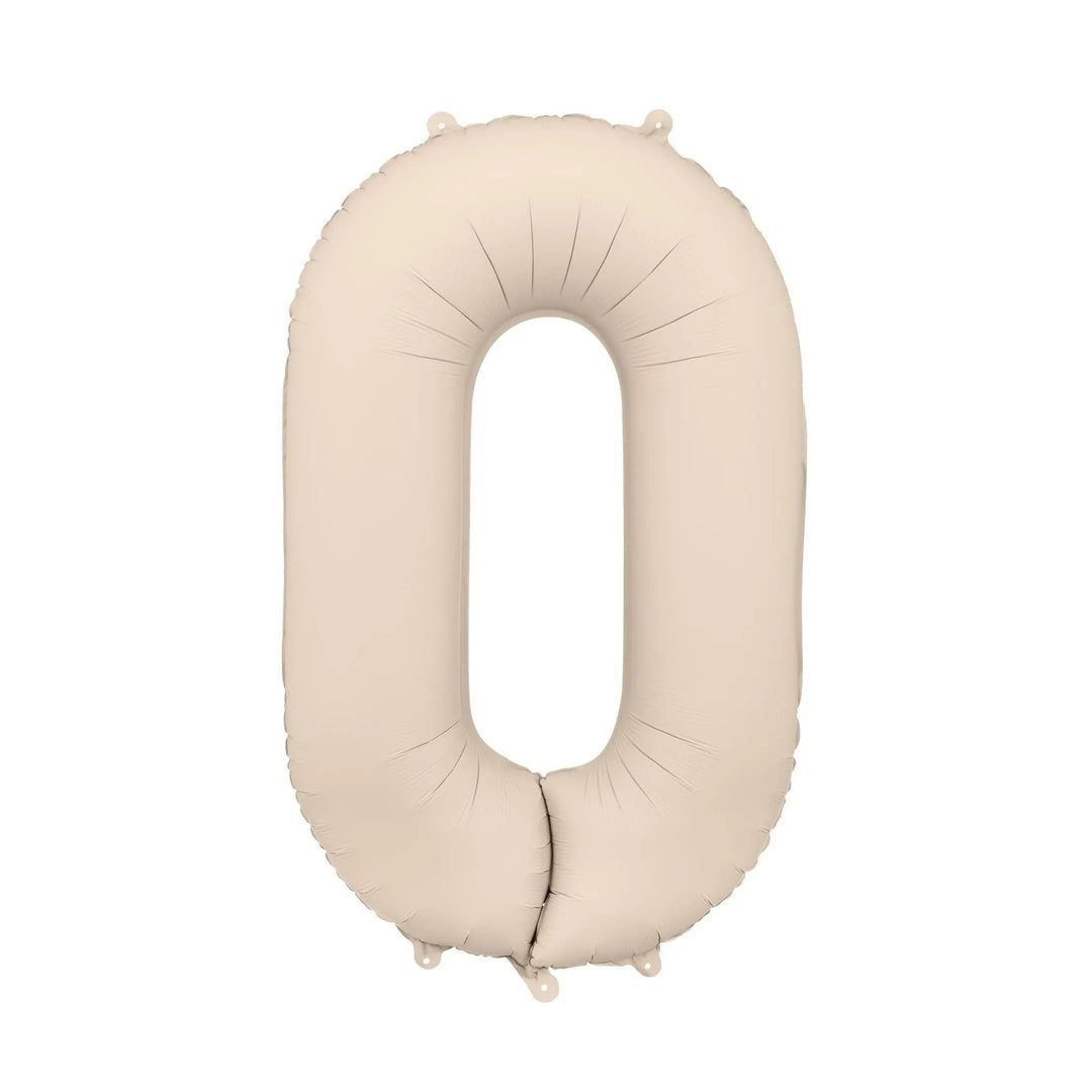 Beige Number 0 Balloon 86cm / 34" - Large Matt Light Beige Foil Digit - 10th Cream Birthday Balloon - Milestone - Anniversary Party Supplies - Jolie Fete UK