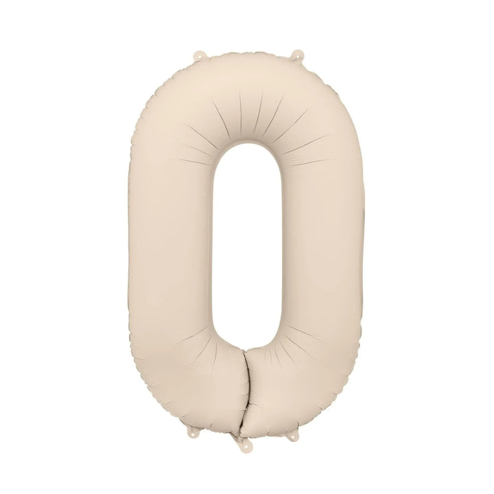 Beige Number 0 Balloon 86cm / 34" - Large Matt Light Beige Foil Digit - 10th Cream Birthday Balloon - Milestone - Anniversary Party Supplies - Jolie Fete UK