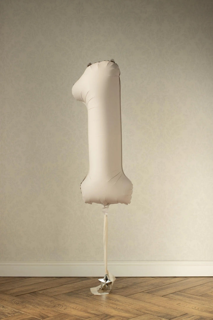 Beige Number 1 Balloon 86cm / 34" - Large Matt Light Beige Foil Mylar Digit - 21st Cream Birthday Balloon - 1st - Anniversary Party Supplies - Jolie Fete UK