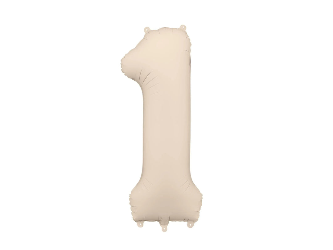 Beige Number 1 Balloon 86cm / 34" - Large Matt Light Beige Foil Mylar Digit - 21st Cream Birthday Balloon - 1st - Anniversary Party Supplies - Jolie Fete UK
