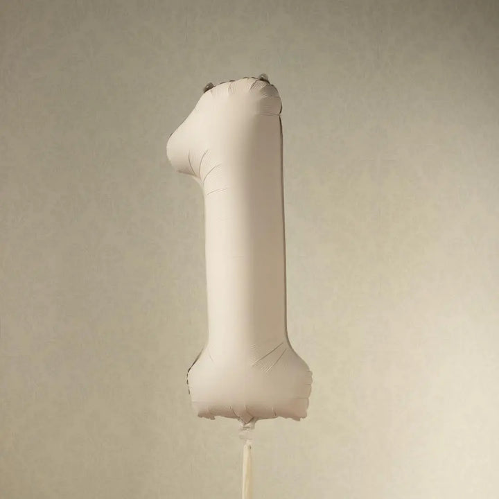 Beige Number 1 Balloon 86cm / 34" - Large Matt Light Beige Foil Mylar Digit - 21st Cream Birthday Balloon - 1st - Anniversary Party Supplies - Jolie Fete UK