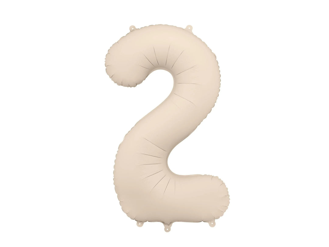 Beige Number 2 Balloon 86cm / 34" - Large Matt Light Beige Foil Mylar Digit - 21st Cream Birthday Balloon - 2nd - Anniversary Party Supplies - Jolie Fete UK