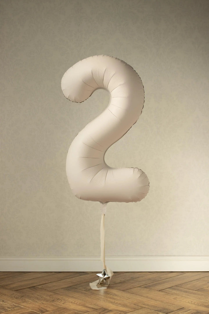 Beige Number 2 Balloon 86cm / 34" - Large Matt Light Beige Foil Mylar Digit - 21st Cream Birthday Balloon - 2nd - Anniversary Party Supplies - Jolie Fete UK