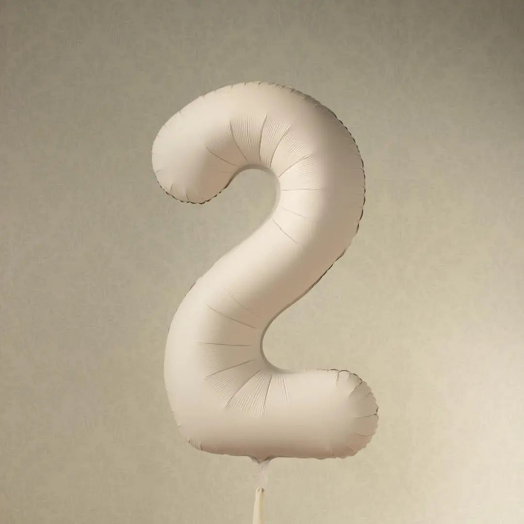 Beige Number 2 Balloon 86cm / 34" - Large Matt Light Beige Foil Mylar Digit - 21st Cream Birthday Balloon - 2nd - Anniversary Party Supplies - Jolie Fete UK