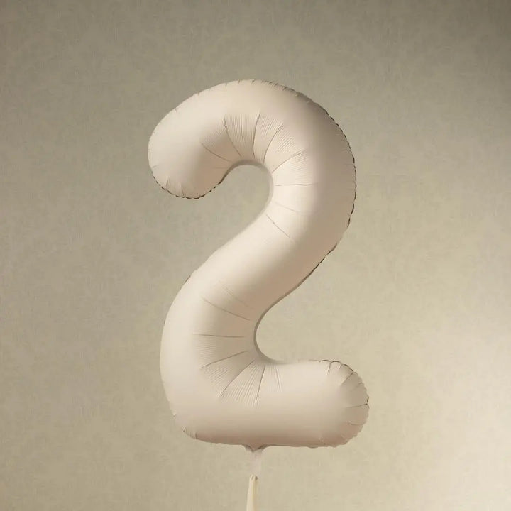 Beige Number 2 Balloon 86cm / 34" - Large Matt Light Beige Foil Mylar Digit - 21st Cream Birthday Balloon - 2nd - Anniversary Party Supplies - Jolie Fete UK